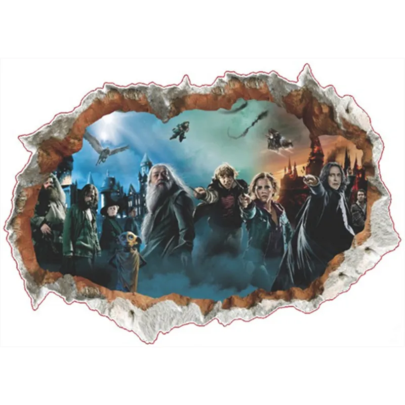 Harry Potter movie image 3d broken wall art vinyl decals stickers kids