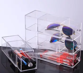 Multifunction Clear Acrylic Makeup Organizer Storage Box Portable Make Up storage drawer Glasses pen Cosmetic display stand rack new acrylic board makeup brushes holder organizer drying rack shelf cosmetic tool multifunction brushes storage stand display