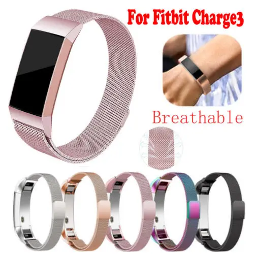 Магнитный Миланский ремешок сменный из нержавеющей стали для часов Fitbit Charge 3 S/L