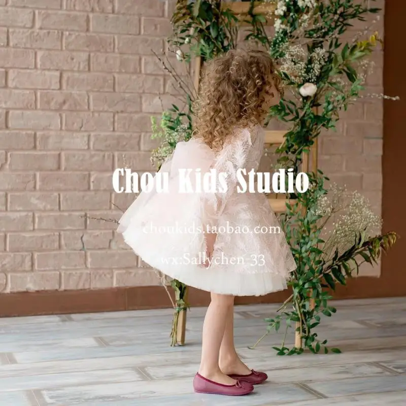 От 3 до 10 лет Ins Горячая Весна Летнее платье для девочек перо для маленьких девочек элегантное платье принцессы платья большой бант плавающей фея платье GDR653