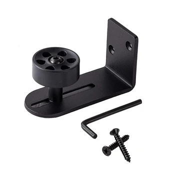 

BIFI-Barn Door Floor Guide Stay Roller, Fully Adjustable With Longer Slot, Black Powder Coated, Flush With Floor Wall Mount Br