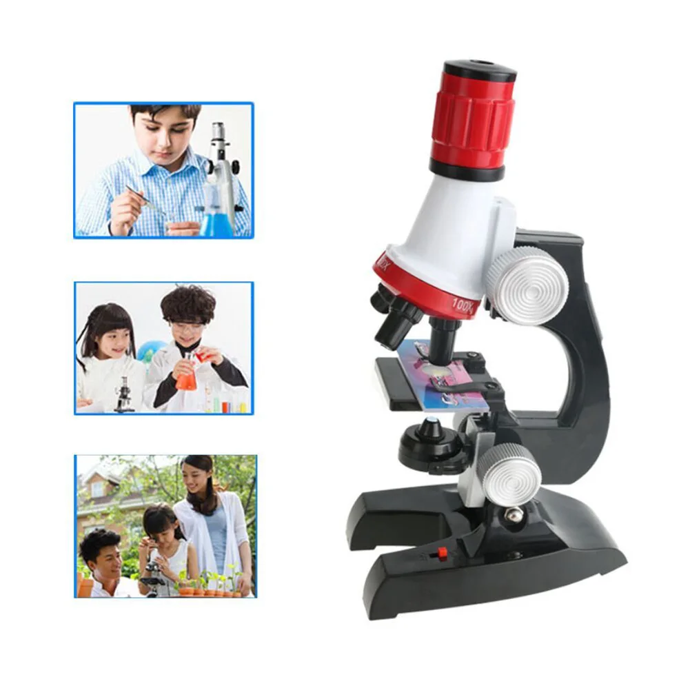 Microscope Kit Lab Led 100X-400X-1200X Home School Science Educational Toy Gift Refined Biological For Kids Child | Инструменты
