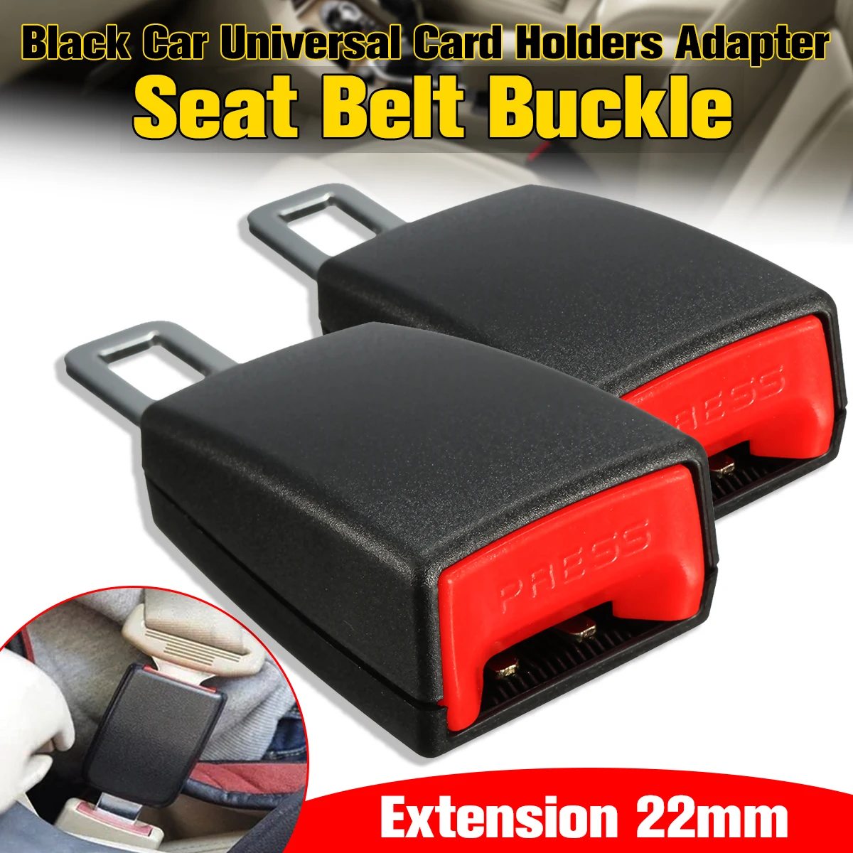 

2PCS Auto Car Seat Belt Buckle Clip Extender Car Socket Safety Belt Buckles Extender Extension 22mm Universal
