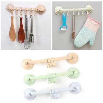 

1PC Adjustable Hook Rack Double Suction Cup Towel Rack Hanging Shelves Hook Holder Lock Type Sucker Kitchen Bathroom Accessories