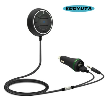 Car NFC Bluetooth 4.0 Receiver Adapter Wireless Speaker with Audio Cable provide 2.1A Dual USB Car Charger for iPhone Handsfree