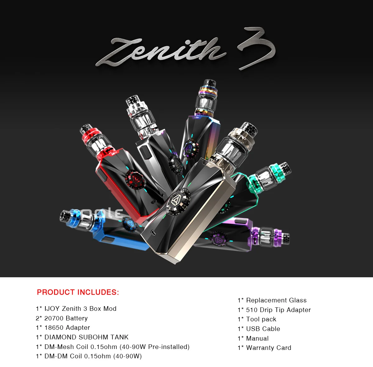 Оригинальный комплект IJOY Zenith 3 VV с алмазным баком для электронной сигареты |
