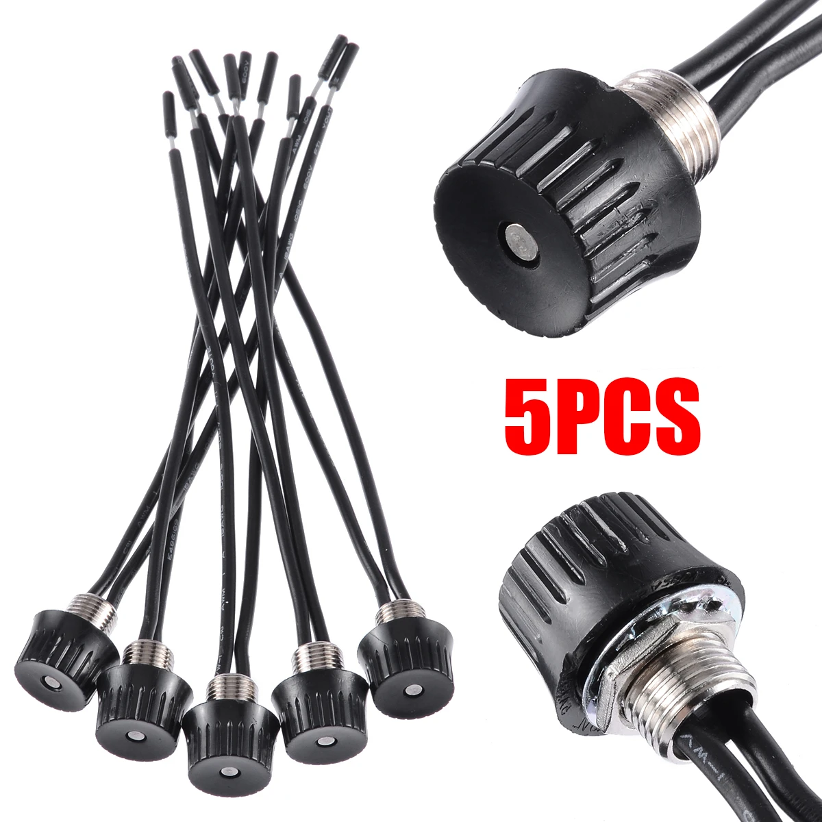 5pcs Black Rotary Stye On//Off Canopy Switches 3//1 amps at 125//250 4/" Wire Sale