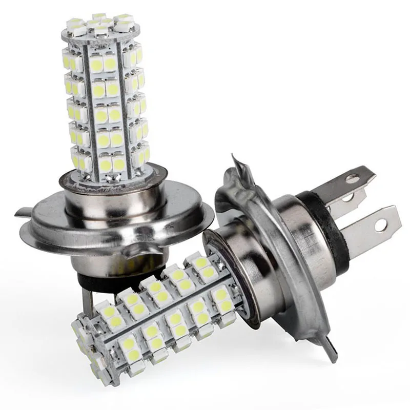 New 2pcs Universal Car Signal Light 12v H4 68 Smd Led 6000k Super White