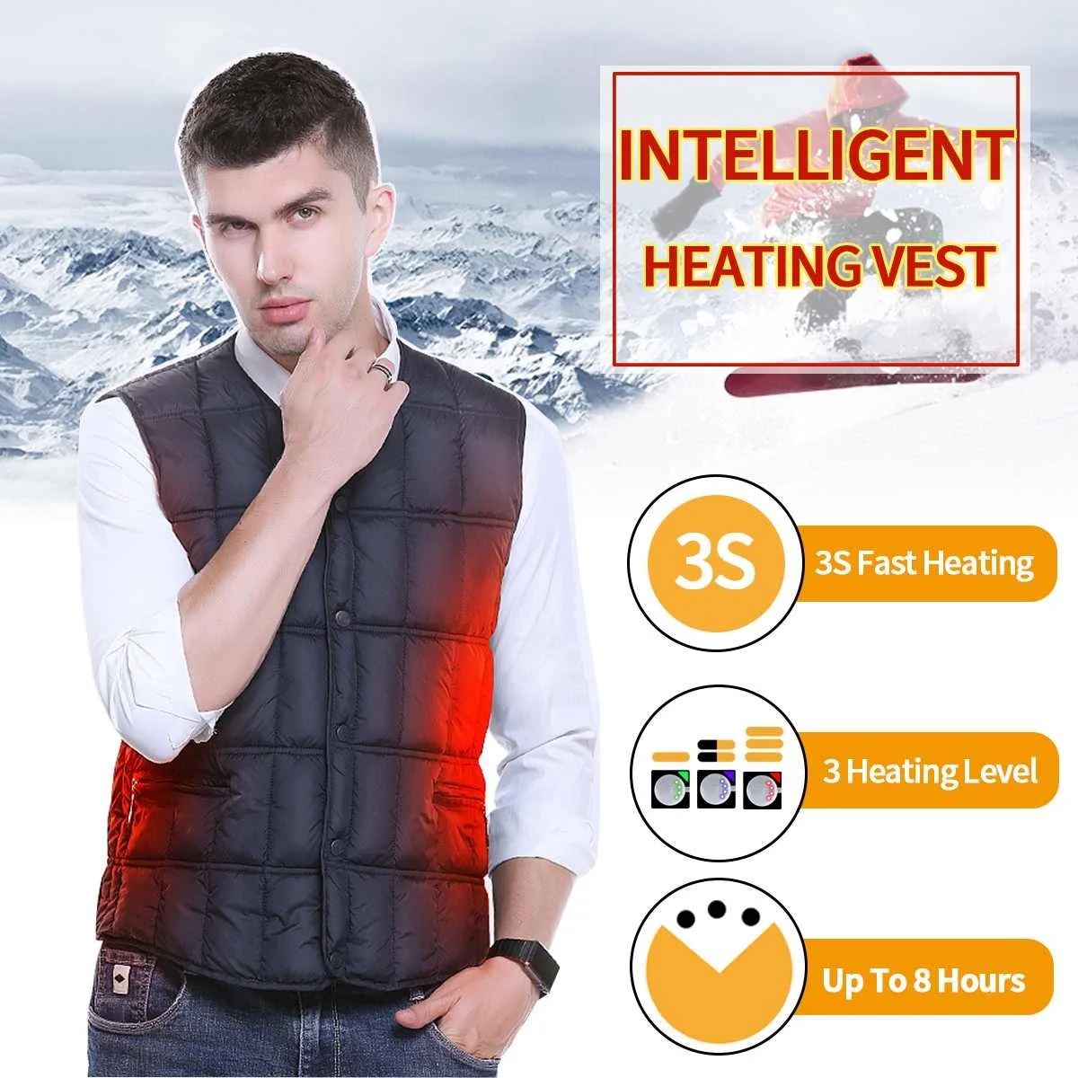 Heater Hunting Vest Heated Jacket Heating Winter Clothes Men Thermal Outdoor Sleeveless Vest