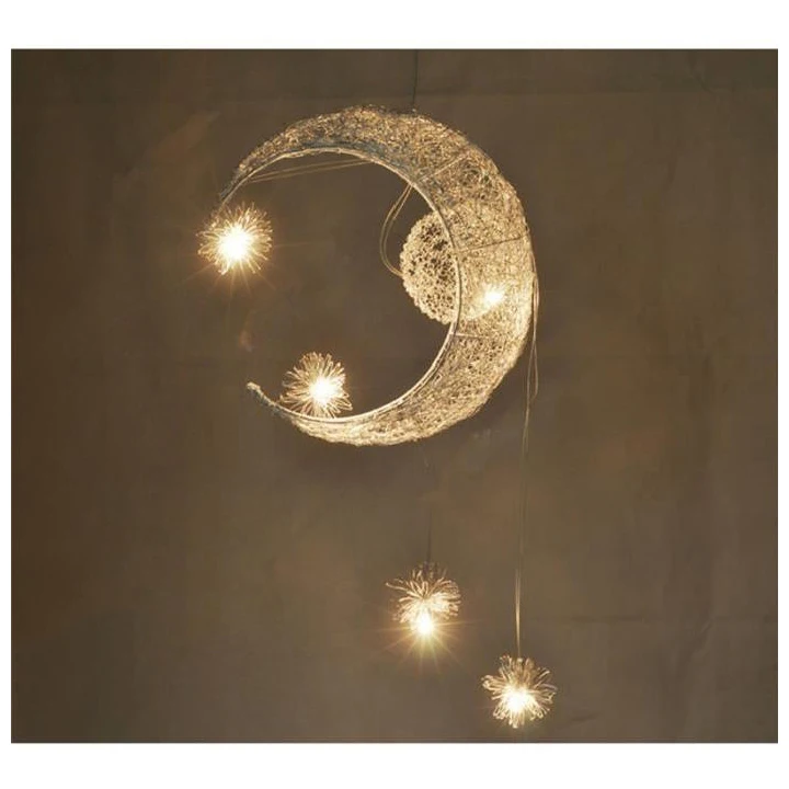 Modern Pendant Ceiling Lamps Moon Star Chandelier Children Bedroom Hanging Lamp Christmas Decoration Creative Home Fixture Light