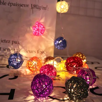 

3m 20 Rattan Balls Lights Led String Fairy Holiday Christmas Lights Outdoor Decoration