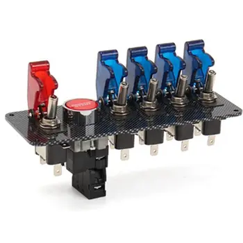 

12V Racing Race Car Ignition Switch+4 Blue& 1 Red LED Toggle Switch Button Panel