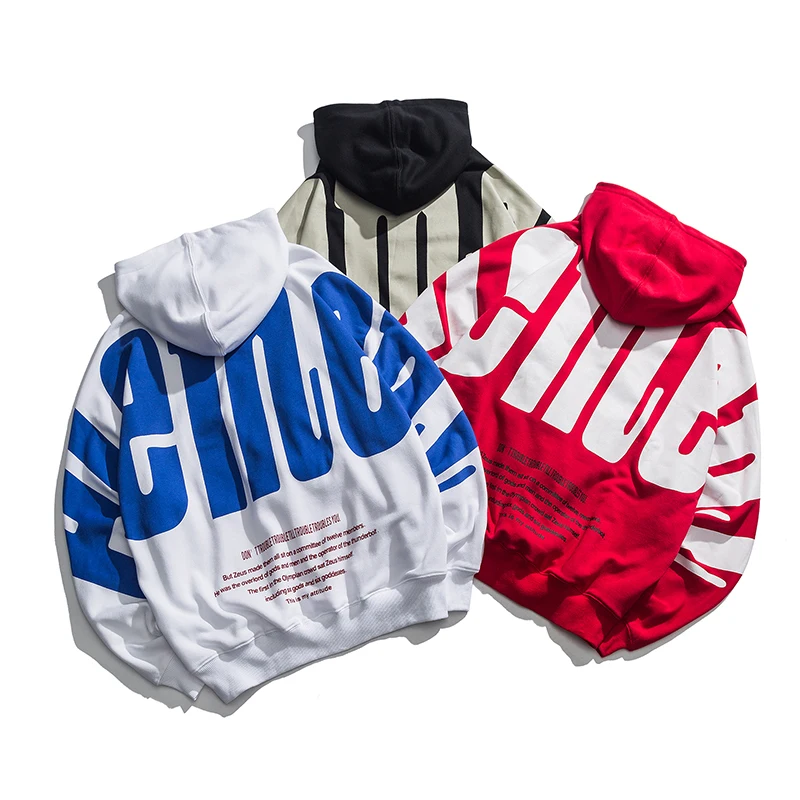 

Men's Sweatshirt 2019 Spring New Loose Letter Hooded Sweatshirt Sleeve Embroidery Youth Casual Men's Hot Sale