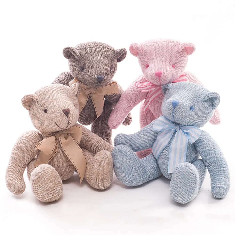 

28cm Bear Stuffed Animal Knitting Plush Toy Doll Adjustable Joint Toys for Childern Kids Baby Christmas Birthday Gifts Dolls