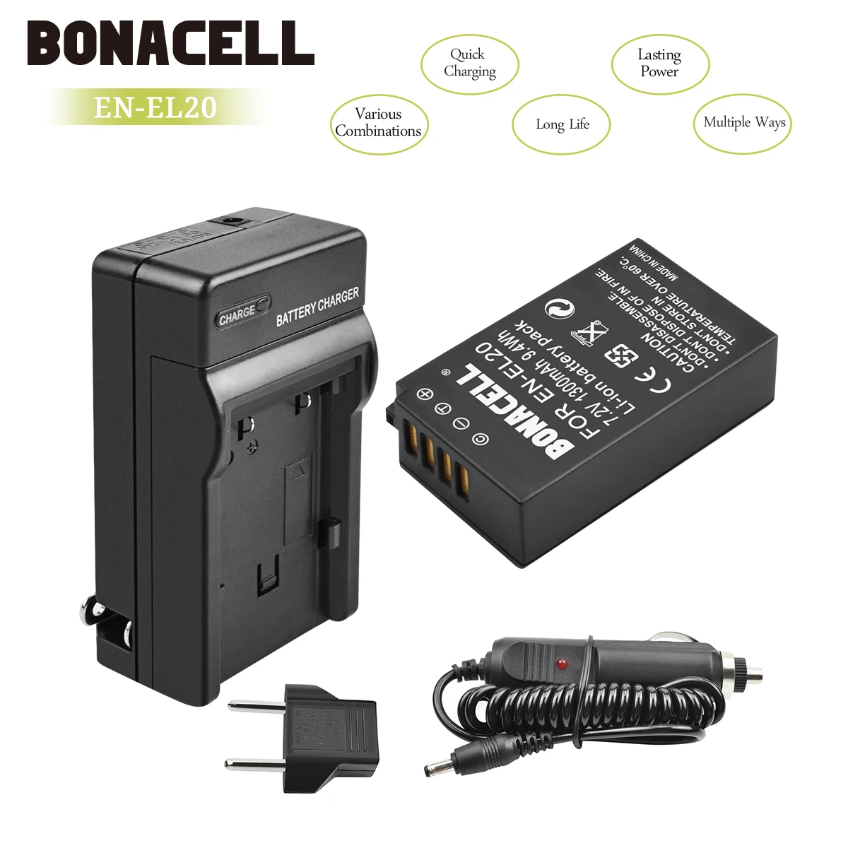 Bonacell 7,2 V 1300 мА/ч, EN-EL20 RU EL20 ENEL20 Камера Батарея + Зарядное устройство для Nikon EN-EL20a 1 AW1 J1 J2 J3 S1 V3 цифровой Камера L10