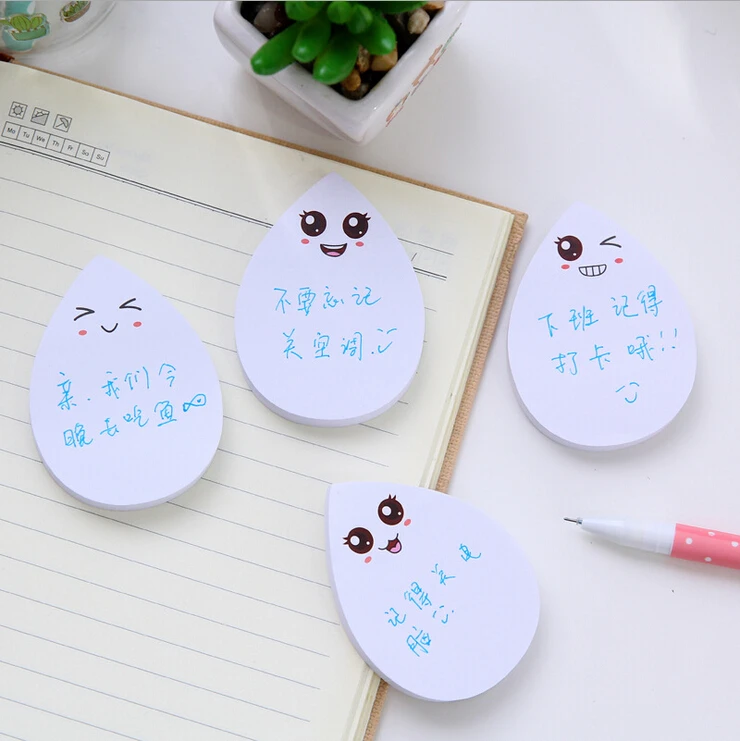 Эллен Брук 1 штука Kawaii милые капли воды Липкие заметки креативный канцелярский
