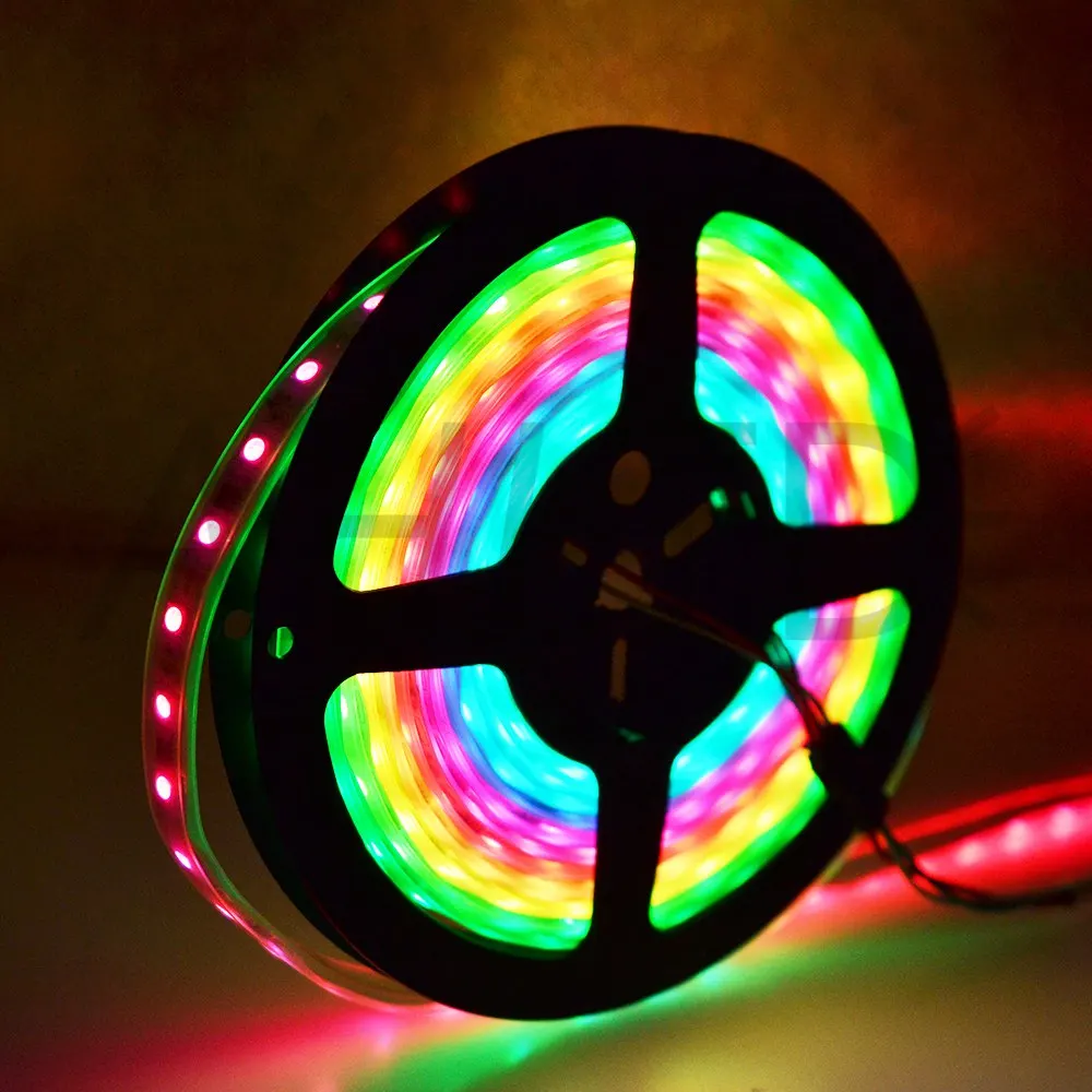 

5m/roll DC 12V SMD5050 RGB Led Tape Addressable Flexible Digital Ribbon 60led/m 30led/m External IC WS2811 Led Pixel Strip Light