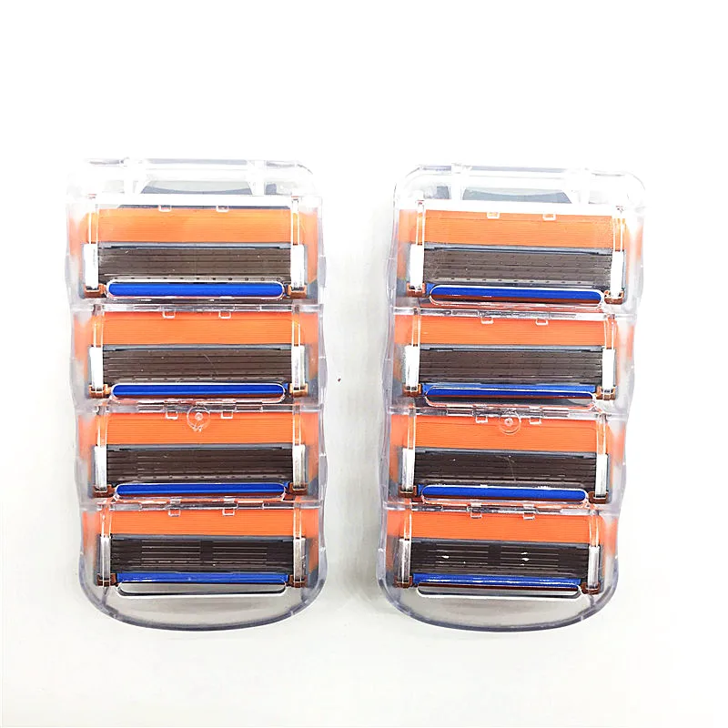

8Pcs/lot Stainless steel 5 layer Razor Blade Face Care comfortable men shaving blade for gillettee machine handle