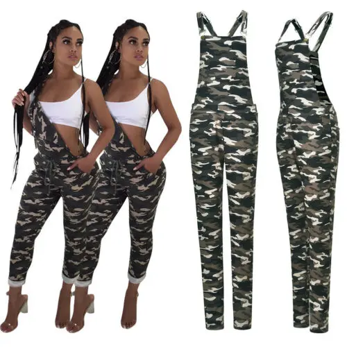

New Fashion Women Camouflage Overalls Playsuit Safari Style Long Pants Trousers Cool Girls Outfits