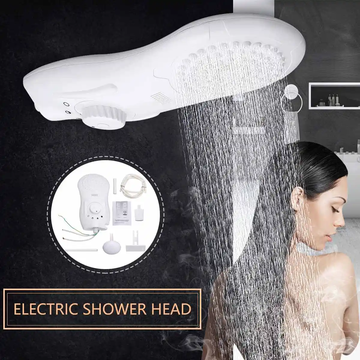 

6500W 110V/220V Electric Heaters Water Head Instant Electric Tankless Water Heater for bathroom heater Head Water