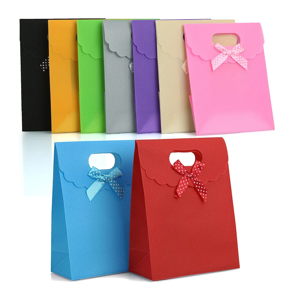 Solid Color Satin Ribbon Rectangle Gift Wrap Bags Wedding Birthday