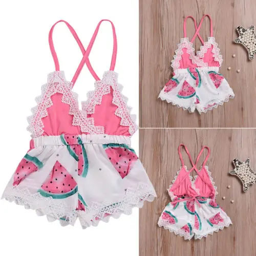 

Newborn Baby Girl Romper Lace Floral Rompers Jumpsuit Outfits Backless Clothes 0-5Y