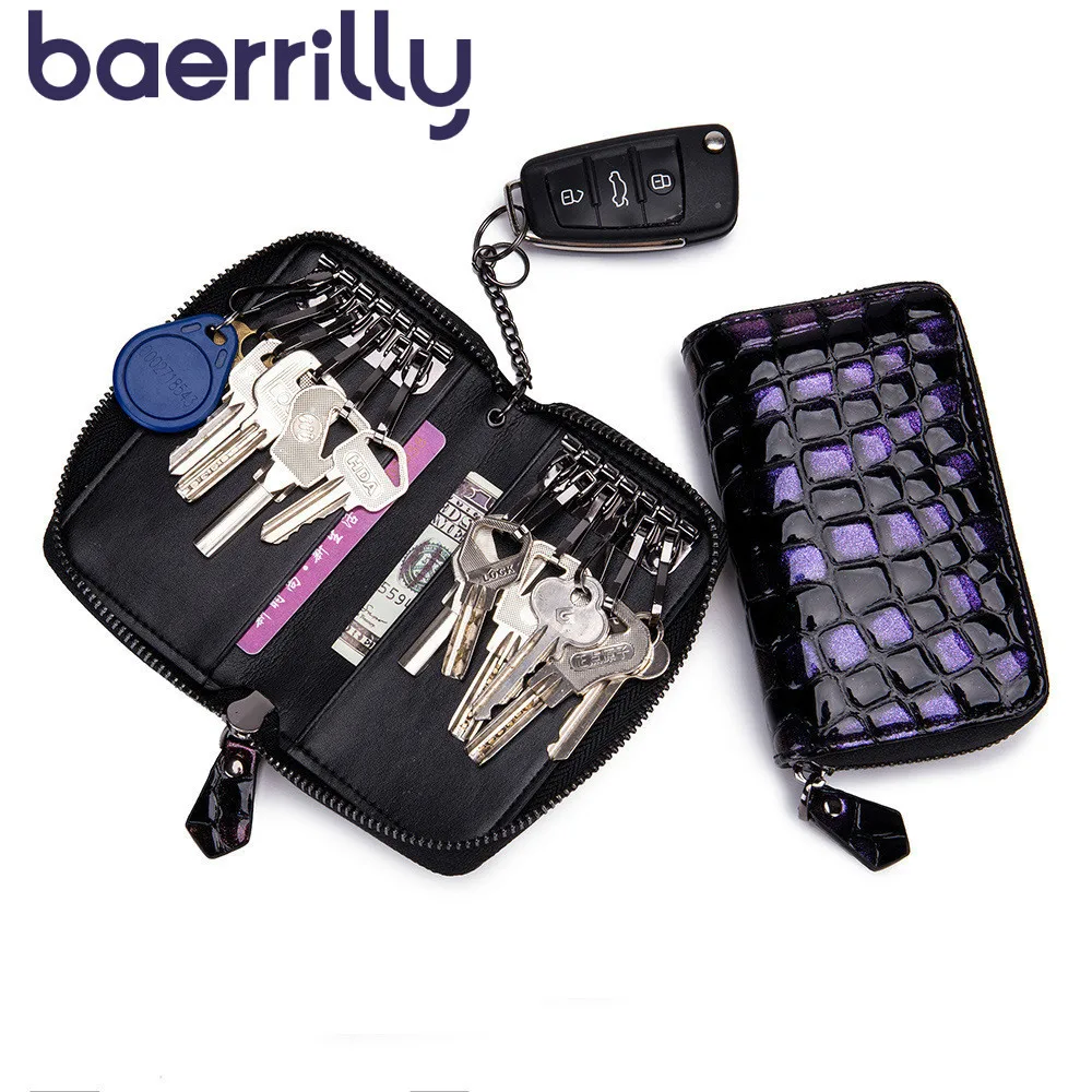 

Fashion Key Wallet Genuine Leather Key Holder Ring Women Car Key Wallets Housekeeper Female Keychain Car Key Wallet Case Bag