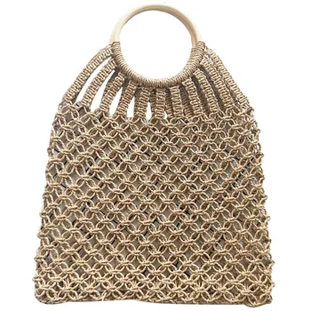 

Braided Bag Summer Fashion Natural Women'S Hand Bag Beach Outdoor Travel Handmade Totes Rattan Handbag Woven Storage Bags(Ligh