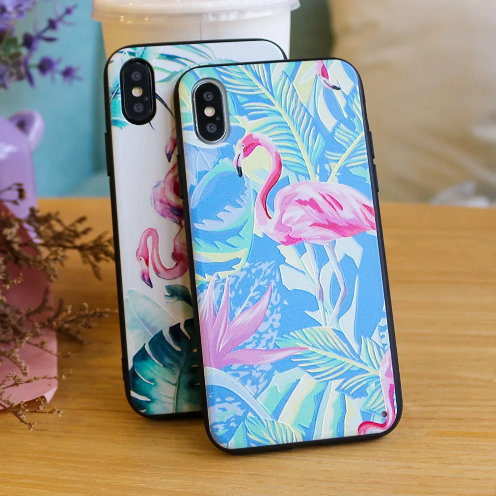 Flamingo Case For Iphone 7 8 X Plus 6 6S XR XS Max Brand Cover Hard PC Cute Luxury Black Girls |