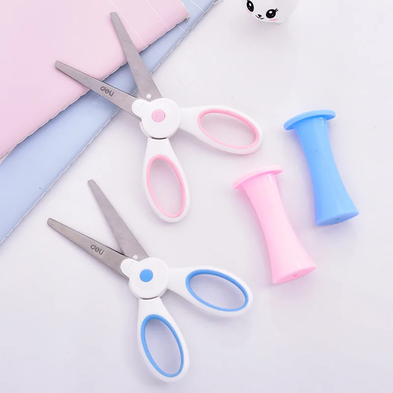 

New 1 Pcs Mini Safety Round Head Plastic Cute Scissors Student Kids Craft Paper Cutting Minions Supplies For Kindergarten School