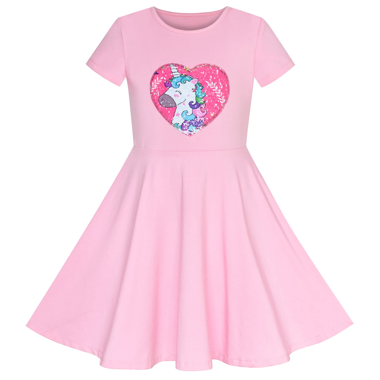 Girls Dress Unicorn Pink Short Sleeve Causal Everyday Cotton 2019 Summer Princess Wedding Party Dresses Girl Clothes Pageant