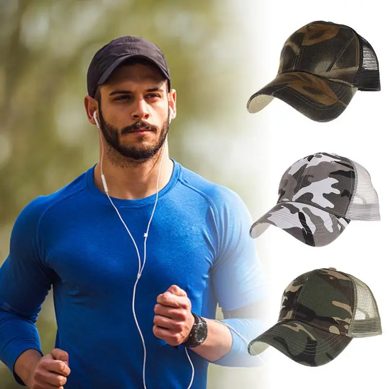 

Men Sun Hat Spring Summer Camouflage Mesh Cap Breathable Baseball Cap Snapback Hip Hop For Men Women Outdoor Mountaineering Cap