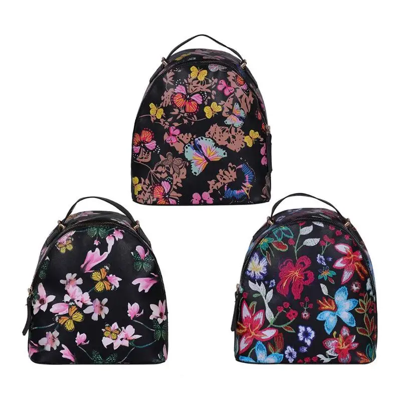 

Girls Printing Small Backpacks Women Casual PU Leather Shoulder School Bags