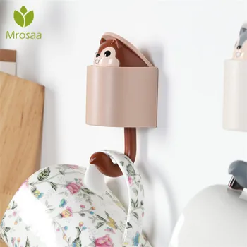

Cute Creative Telescopic Squirrel Hanging Hook Door Wall Clothes Hat Hooks Bathroom Sundries Robe Hooks Hanger Home Decor