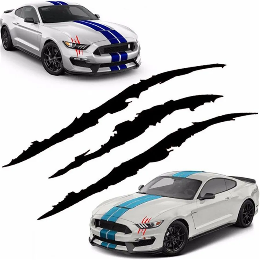 

38cm Car Sticker Headlamp Claw Marks Decal Vinyl Decal Car Eye Catching Sticker Red White Black