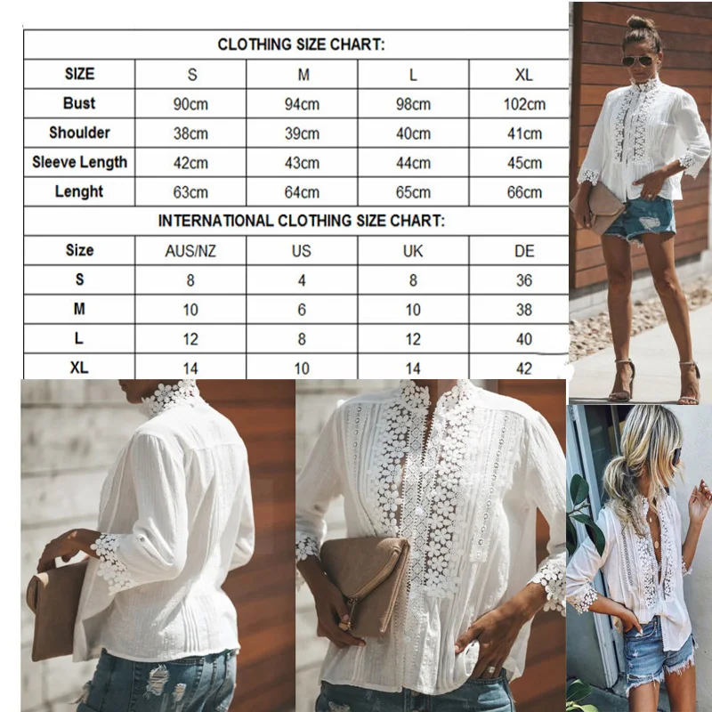 2019 أزياء المرأة عارضة الدانتيل بلوزة قمصان طويلة الأكمام فضفاضة بلوزة الصيف زائد حجم