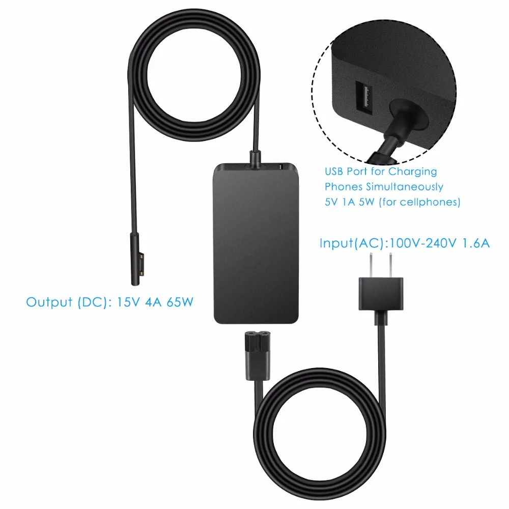 Зарядное устройство SOONHUA 15V 4A 65W для Surface Pro 4/Pro 3/Pro 5 US Plug адаптер зарядного