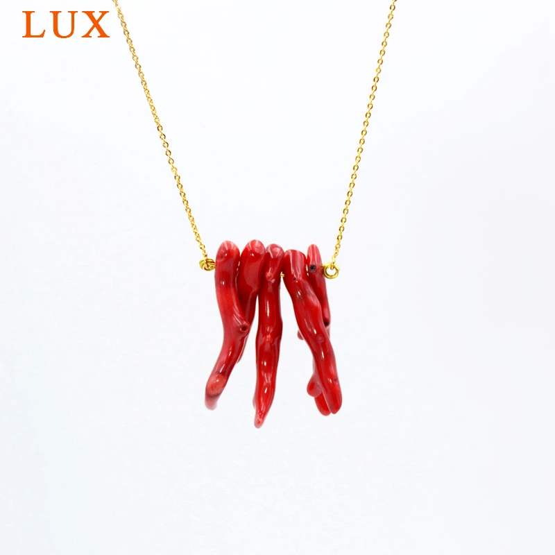 

Red Coral Necklace Natural Genuine Coral Necklace Jewelry gold plating Beach Wedding For Bridesmaids Coral Branch Necklace