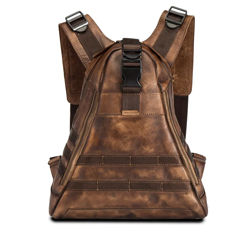 Peau Cuir Sac Triangle Véritable Hommes Naturel Qualité Voyage Dos Casual À Luxe Haute De En Camouflage Grey camouflage brown EHD29I