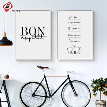 

French Kitchen Art Decor Bon Appetite Posters and Prints Minimalism Coffee Guide Wall Pictures For Dining Room Typography Poster
