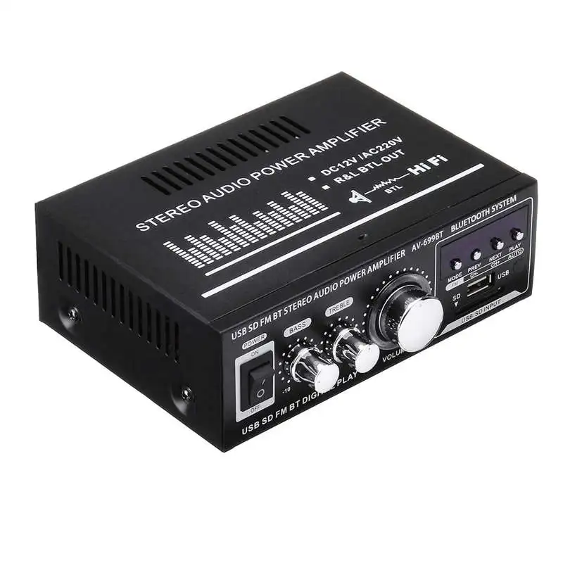 Lepy 12 В/220 В 400 Вт 2 канала Bluetooth Hi Fi стерео усилитель USB SD FM радио мощный для