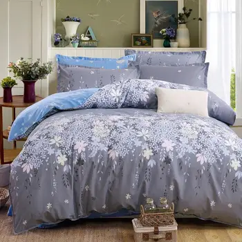 

Grey Bedding Set 2019 Summer Bed Linens 3or 4pcs/set Duvet Cover Set Pastoral Bed Set Kids / Adult Textile Bedclothes Queen Full