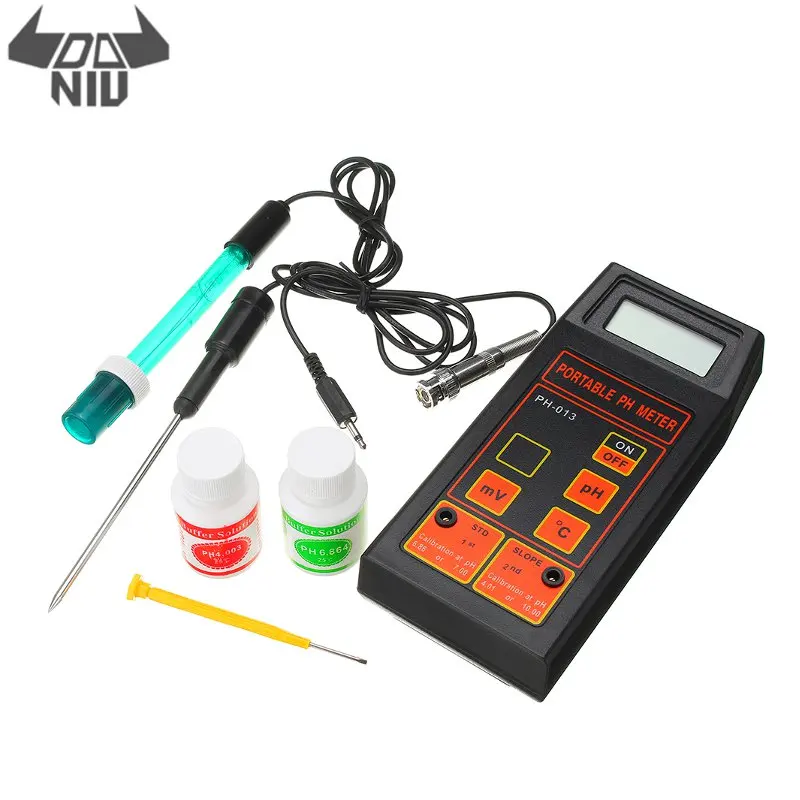 

DANIU PH Meter Portable PH-8414/PH013 PH ORP Electrode Temperature Meter 3 in 1 with Battery and PH Buffer Powder