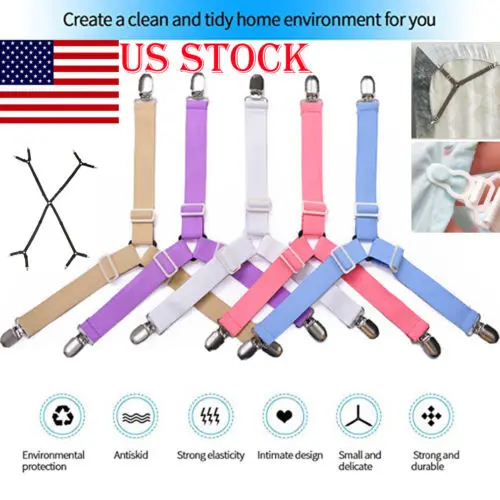 2019 Faroot 4Pcs Bed Suspender Strap Mattress Fastener Holder Triangle Grippers Sheet Clips US | Дом и сад