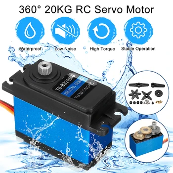

2019New Arrival Waterproof Version High Torque Metal Gear RC Servo Motor 20KG 360 Degree For RC Vehicle Car Boat Toys