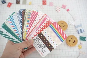 

27sheets 2 Simple Lattice Heart Striped Dot w53 Scrapbooking For Fashion f16 Diary Masking Paper Decorative Sticker