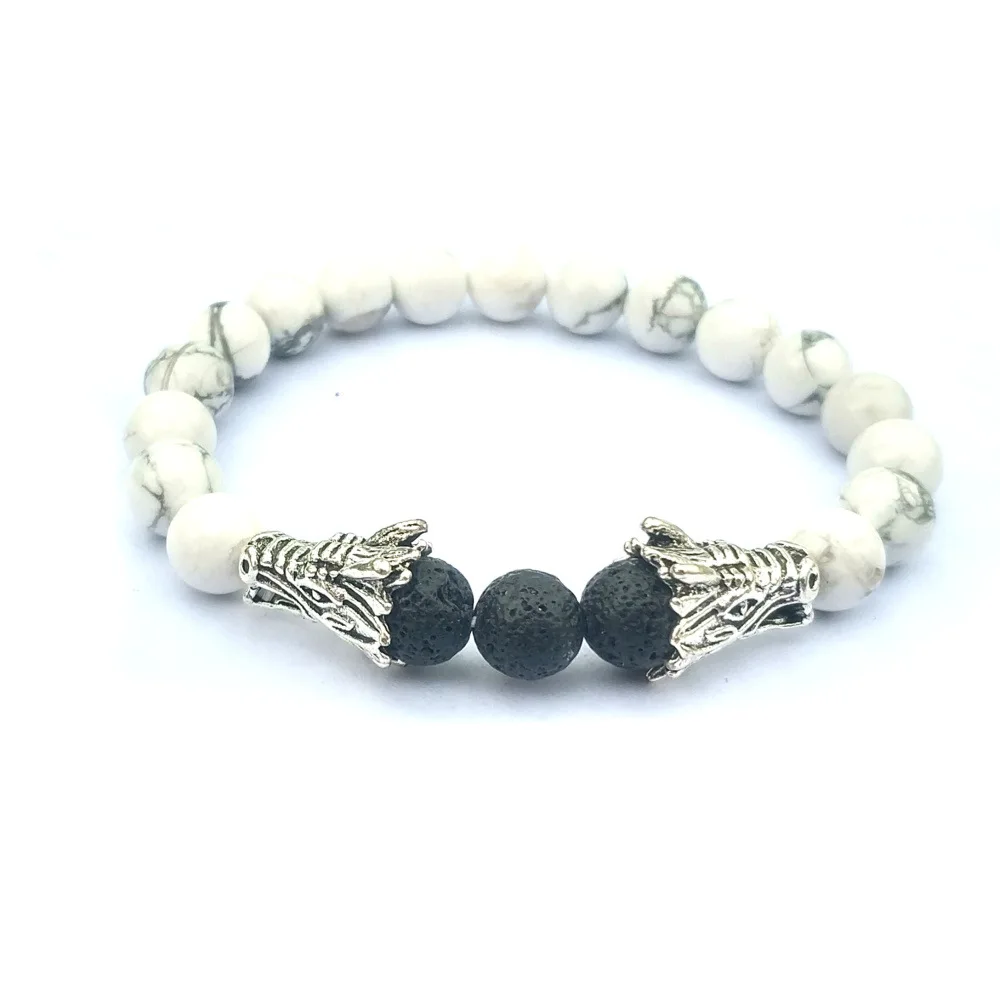 Дракон головы 8 мм Howlite камень искусственный эфирное масло диффузор браслеты