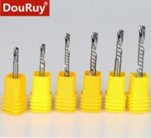 Pc 3.175-6 1mm único-afiada helicoidal esquerda para baixo corte fresa Router Bits Conjunto de ferramentas de corte para acrílico, PVC, resina, plástico, espuma