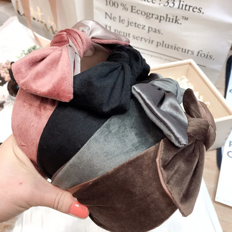 

Korean Fashion Velvet Hairbands for Women Hair Bows Simple Temperament Headband Hair Accessories Flower Crown Buckle Headdress