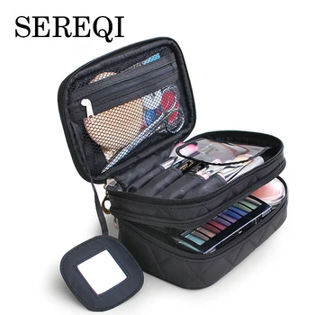 

SEREQI Brand Makeup Bag Man Women Cosmetic Bag Toiletry Bag Professional Storage Brush Necessaries Travel Organizer Beauty Case